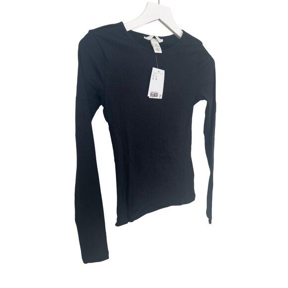 H&M Black Ribbed Long-Sleeve Jersey Top - Picture 3 of 4